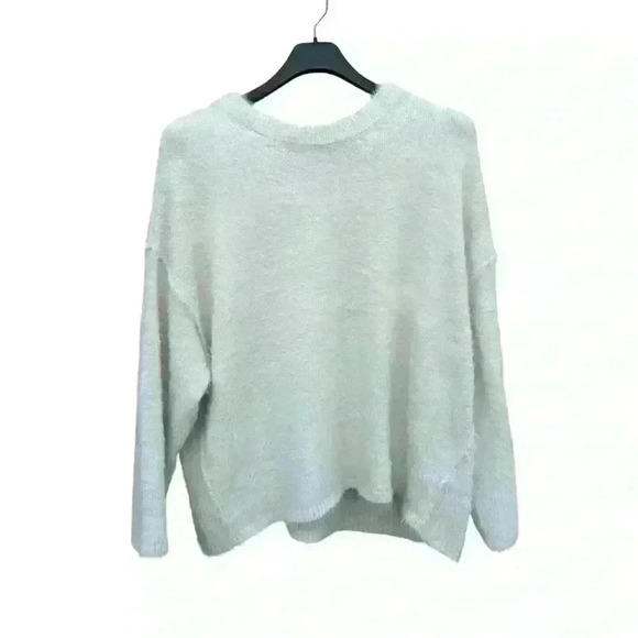 FREE PEOPLE Luna Pullover Cream/Ivory/Off White NWOT L Oversized Fuzzy Sweater - Picture 1 of 8